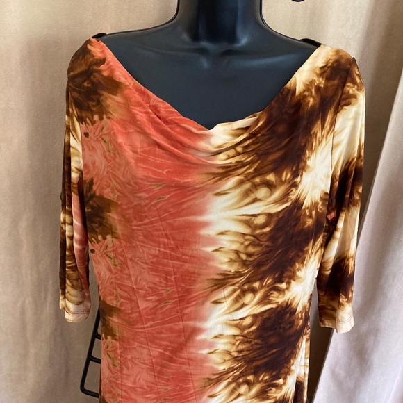 Portrait Draped Neck Sheath Dress, size L - Picture 2 of 8